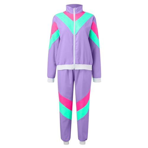 Vhersily Geschenke Angebote 2025 2024 Anzug Herren Damen 80er Jahre Retro Windbreaker Hip Hop Kostüm Disco Halloween Party - Erwachsene '80 Retro Hop Anzug Set von Vhersily