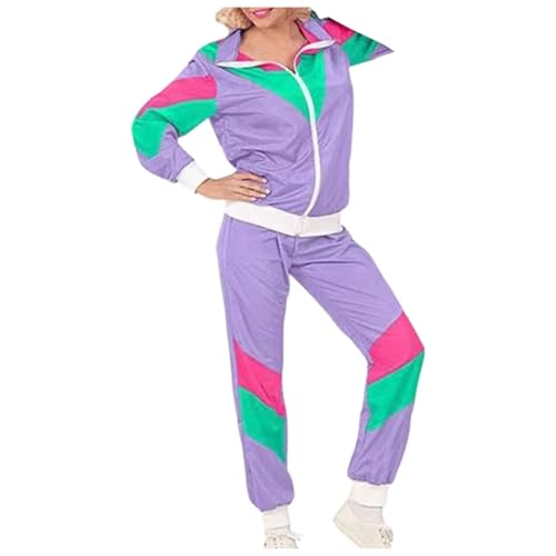 Vhersily Geschenke Angebote 2025 2024 Anzug Herren Damen 80er Jahre Retro Windbreaker Hip Hop Kostüm Disco Halloween Party - Erwachsene '80 Retro Hop Anzug Set von Vhersily