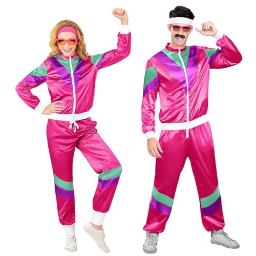 Vhersily Geschenke Angebote 2025 2024 Anzug Herren Damen 80er Jahre Retro Windbreaker Hip Hop Kostüm Disco Halloween Party - Erwachsene '80 Retro Hop Anzug Set von Vhersily