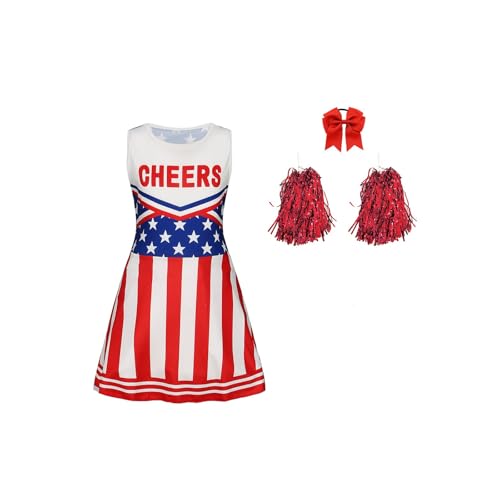 Vhersily Geschenke Angebote Cheerleader Kleid mit Bommel Cheerleader - Cheerleader Kostüm Damen - Cheerleader Kostüm Damen Divisa Cheerleader Halloween Cheerleader Kostüm Erwachsene von Vhersily