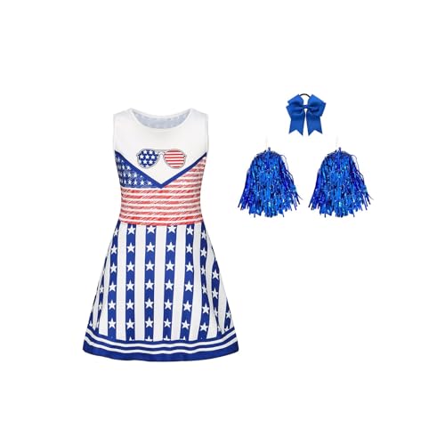 Vhersily Geschenke Angebote Cheerleader-Kostüm Mädchen Cheerleader-Kleid Mädchen Karneval Mädchen mit Pompons Karneval oder Event Party Cosplay von Vhersily