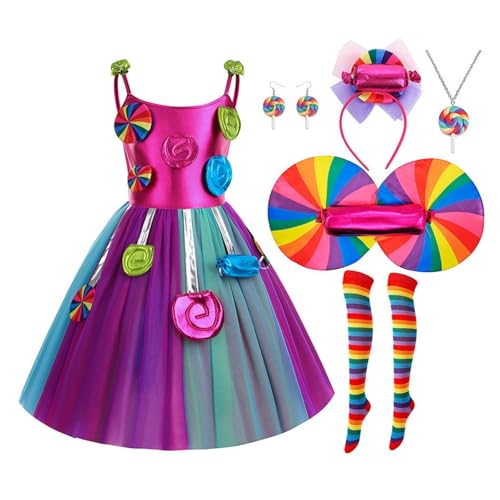 Vhersily Kostüm für Mädchen, Bonbon-Kleid, Karneval, Kinder, Lollipop, Cosplay, Tutu-Kleid, Süßwarenland für Mottopartys, Karneval von Vhersily