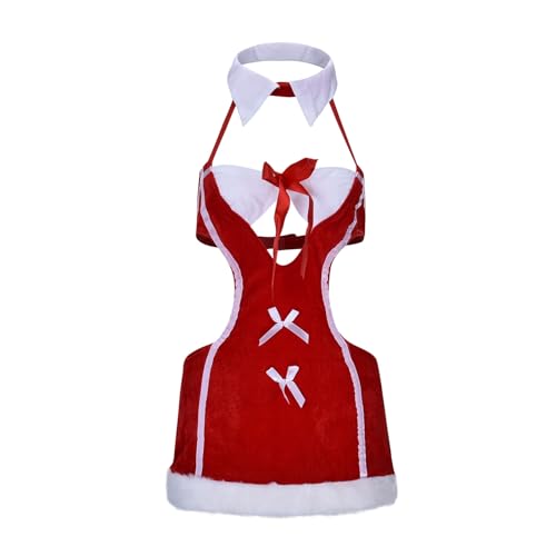 Vhersily Weihnachtsmann Kostüm Damen mit Hut, Verkleidung Set für Erwachsene, Weihnachtskleid, Rollenspiele, Damenkleider, Karneval Party Kleid Röcke Mädchen Party Cosplay von Vhersily