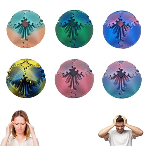 3D-Gedruckter Zahnradball-Zappelball, Zahnradball-Zappelspielzeug, Stressball, Schreibtischspielzeug, Zahnradspielzeug Zum Entspannen Bei Stress Und Angst (6pcs) von ViCUULY