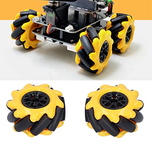 ViaGasaFamido 48-mm-Mecanum-Rad, Omnidirektionales Zubehör für Intelligente Autoteile Zum Selbermachen, Allradantrieb, Kompatibel mit Bausteinen, für TT-Motoren (Zwei Paare) von ViaGasaFamido