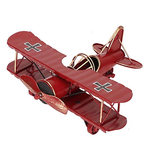 ViaGasaFamido Flugzeugmodell, Mini Metall Doppeldecker Flugzeugmodell Spielzeug Vintage Schmiedeeisen Flugzeug Segelflugzeug Doppeldecker für Home Decor Ornament Foto Requisiten Arbeitszimmer(rot) von ViaGasaFamido