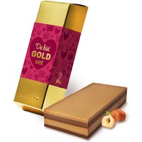 Viba Schichtnougatblock im Goldbarren "Du bist Gold wert", 180g von Viba