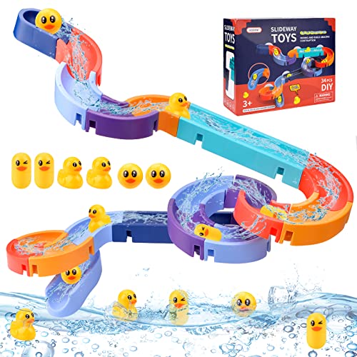 Vibbang 34Stück Badespielzeug, Badewannenspielzeug Kinder Set, DIY Kugelbahn wasserspielzeug ab 3 4 5 6 Jahre, Baby Bath Toys mit Saugnäpfe, Wasserspielzeug Kinder Badespaß Geschenk Mädchen Junge von Vibbang