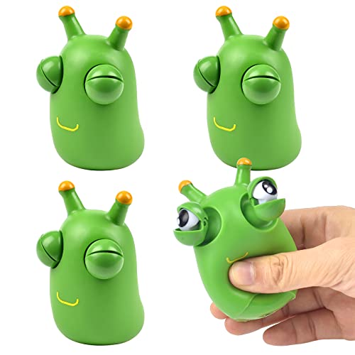 Vibbang 4 Stück Lustiges Graswurm Squeeze Toys, Quetschen Popping Out Eyes, Pflanzliches Insekten Squeeze Spielzeug Stressbälle Party Tütenfüller für Kinder Erwachsene Angst Stressabbau Stressball von Vibbang