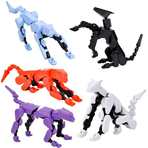 Vibbang 5pcs Bereits Montiert Roboter Hund Action Figur, 3D Gedruckt Hund Action Figur, Titan 13 Action Figure mit Hund, Roboter Hund Für Jun-gen Und Mädchen Für Sammler, Desktop-Dekorationen von Vibbang