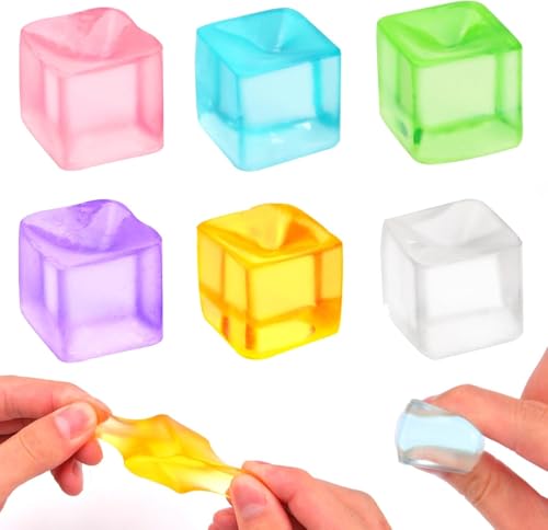 Vibbang 6Stück Eiswürfel Stress Balls, Mini Nice Cube, Bunte Anti Stress Squeeze Bälle Spielzeug, Fidget Toys Stress Relief Spielzeug, Eiswürfel Cube Stressbälle, für Kinder Erwachsene von Vibbang