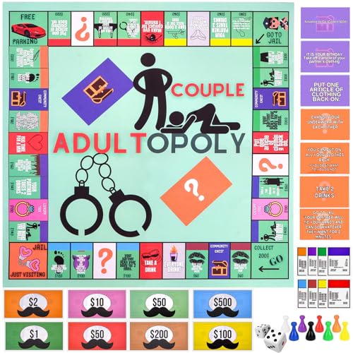 Vibbang Adultopoly Board Game, Couple Adult Opoly Board Game, Couple Board Game, Paarspiele für Erwachsene, Gesprächskarten für Paare, Brettspiel-Requisiten zum Aufheizen der Gefühle von Vibbang