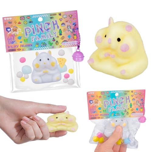 Vibbang 2 Stück Hamster Squeeze Spielzeug, Squishy Fidget Toys, Hamster Anti Stress Spielzeug, Kawaii Stress Relief Squeeze Toy, Mochi Squishy Spielzeug Geschenke für Kinder Erwachsene von Vibbang