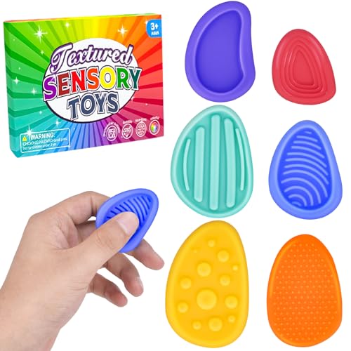 Vibbang 6 Stück Fidget Toys Sensory Stones for Kids, Sensorik Spielzeug Anti Stress Spielzeug, Sensory Toys, Fidget Toys Erwachsene, Für Stress, Angst, Adhs & Autismus von Vibbang