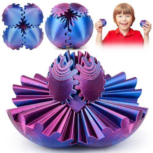 Vibbang Gear Ball, 3D Gedruckter Zahnradball, 3D Gedrucktes Gear Ball, Steampunk Whirling Wonder Fidget Ball Spielzeug, Puzzle Würfel Fidget Toy, Anti Stress Spielzeug für Kinder Erwachsene von Vibbang