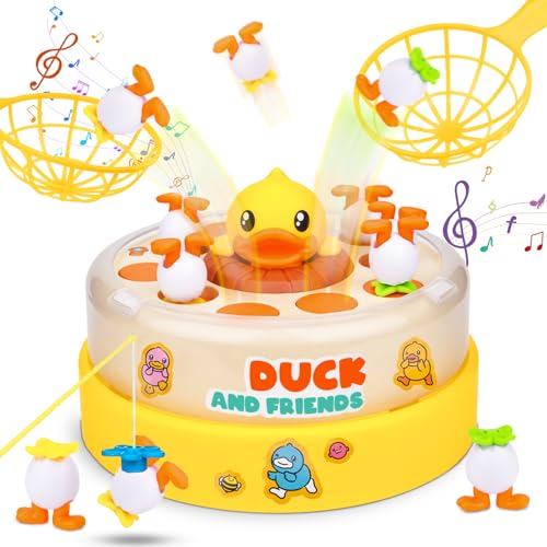 Vibbang Duck Dash Brettspiel Set, Magnetisches Angelspiel-Spielzeug, Musikspiele zum Hüpfen und Fangen von Enten, Pop-Up-Duckdash-Brettspiele, Bounce & Catch Family Games Kinder Spielzeug von Vibbang