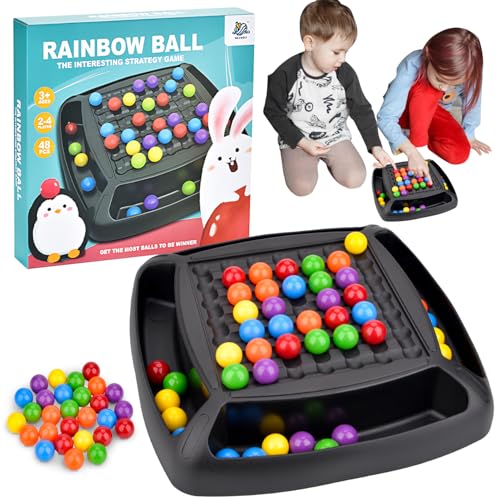 Vibbang Intellektuelles Schachbrett Doppelduell, Rainbow Ball Gesellschaftsspiele, Rainbow Ball Elimination Brettspiel, Chessboard Tabletop Familienspiele Partyspiele für Erwachsene Kinder von Vibbang