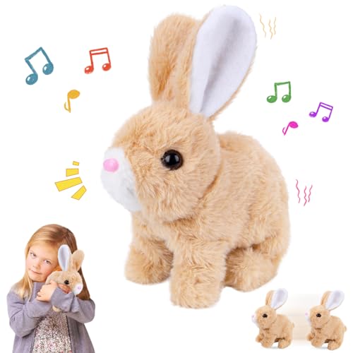 Vibbang My Realistic Bunny Toy, Hüpfendes Kaninchen, Interaktives Elektronisches Haustier Plüschhasenspielzeug mit Geräuschen Bewegungen Wackeln, Hasen Kuscheltiere Osterhase Plüschtier von Vibbang