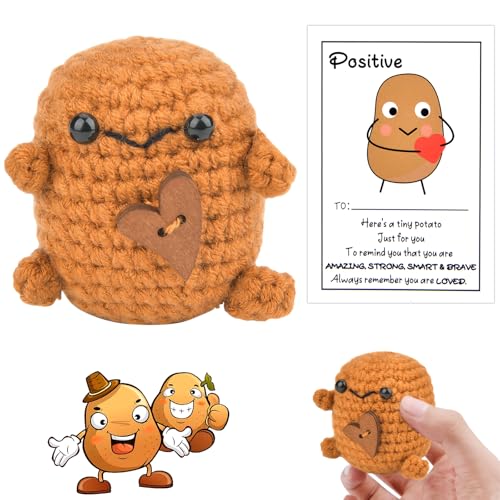 Vibbang Positive Kartoffel Puppe, Pocket Hug Kartoffel, Lustige Mini Positive Puppe Strickpuppe, Kreative Strickwolle Motivationsgeschenke, Energiekarte Inspirational für Freundin Geschenke von Vibbang