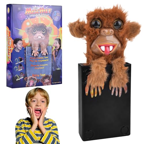 Vibbang Surprise Prank Monkey Toy, Streich Affenspielzeug, Halloween Streich Affenspielzeug, Pop Up Streich Zappelspielzeug, Witziges Geschenk für Kinder zum Halloween Narrentag von Vibbang