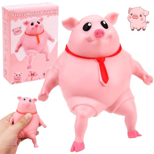 Vibbang Schweine Quetschspielzeug Stressbälle, Schwein Stressspielzeug Mit Farbbox, Dekompressions Piggy, Anti Stress Schwein Squeeze Spielzeug für Erwachsene und Kinder Sensorisches Fidget Spielzeug von Vibbang