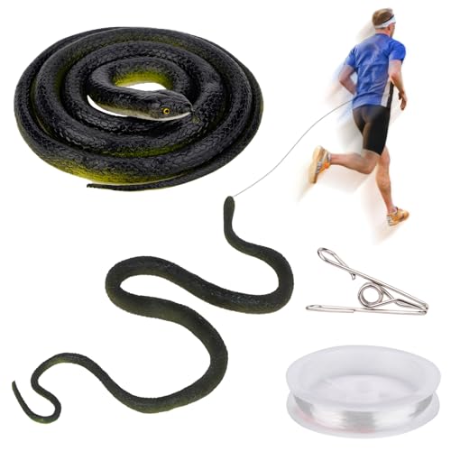 Vibbang Snake Prank with String Clip, Gummi Schlange Spielzeug, Schlangenstreich mit Schnurclip, Gummischlange, Fake Snake, Clip Schlange Streich Stuff für Necken Freunde von Vibbang