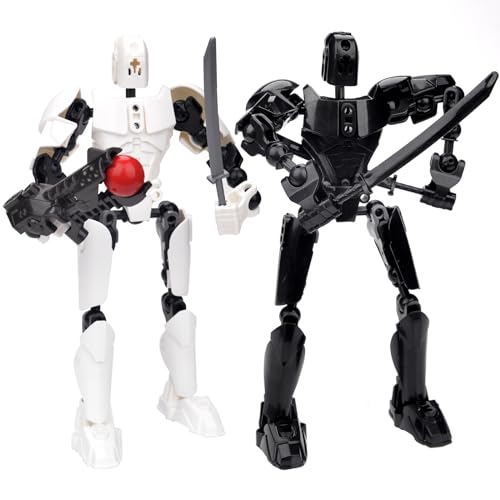 Vibbang 2 Stück T13 Action Figure, 3D-Druck Von Beweglichen Figuren mit Mehreren Gelenken, Lucky Titan 13 Roboter-Actionfigur, Dummy T13 3D Multi Jointed Roboter Wohnkultur Desktop Dekoration von Vibbang