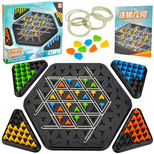 Vibbang Triggle Spiel Gummibänder, Triggle Brettspiel, Chain Triangle Game, Strategie Brettspiele Dreieck, Lustiges Ketten Dreieck Spiel, Tabletop Taktikspiel, Schach Desktop Spiel für Kinder von Vibbang