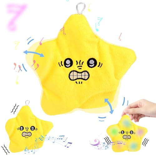 Vibbang Wütendes Sternspielzeug Plüsch, Moving-Stars Spielzeug, Wütender Seestern Plüsch mit Licht, Angry Lustiges Stern Plushies Spielzeug für Kindergeschenk, Rucksack-Anhänger Und Schlüsselanhänger von Vibbang