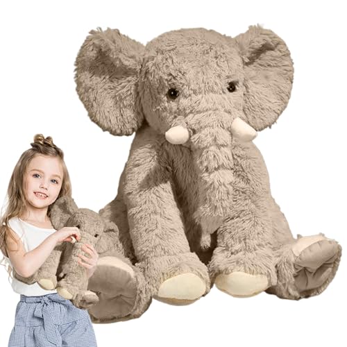 Ausgestopfter Elefant - Ausgestopfter Elefant - Ausgestopfter Elefant, weiches und kuscheliges Spielzeug, Schlafspielzeug, Elefantenpuppe, süße Plüschdekoration für Bett, Bücherregal, Sofa. Ausgestopf von Vibhgtf