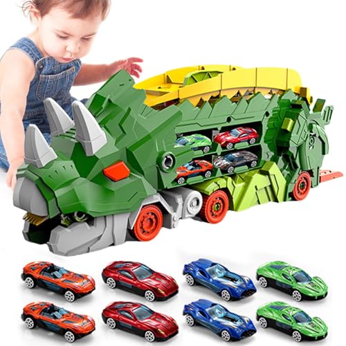 Faltbarer Dinosaurier-Transportwagen | Dinosaurier-LKW Spielzeug für Kleinkinder, zusammenklappbarer Transportwagen mit Strecke und Metallautos, für Kinder Faltbarer Dinosaurier-Transportwagen | Dinosaurier-LKW Spielzeug für Kleinkinder, zusammenklappbarer Transportwagen mit Strecke und Metallautos, für Kinder von Vibhgtf