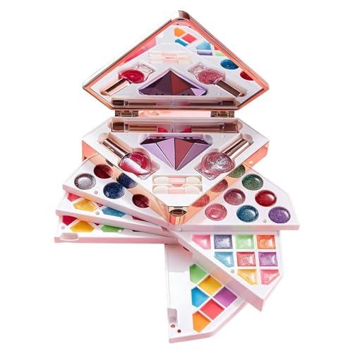 Kinder-Make-up-Set - Beleuchtetes Make-up-Spielzeugset mit Spiegel,Waschbares Kinder-Make-up, sicheres Rollenspiel für Mädchen, Kinder, Prinzessin ab 3 Jahren von Vibhgtf