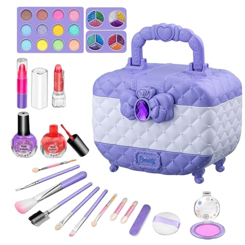 Kinder-Make-up-Set – waschbares rosa Make-up für Kinder | Tragbares Make-up-Koffer-Set für Kleinkinder, Prinzessinnen-Kosmetikkoffer, Kinder-Make-up-Koffer ohne von Vibhgtf