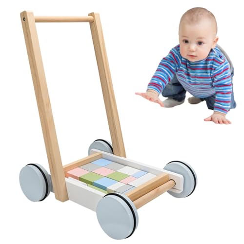 Lauflernhilfe für Babys – Lauflernhilfen aus Holz mit Bausteinen | Kinderwagen-Lernspielzeug für Kleinkinder, Mädchen und von 10–24 Monaten von Vibhgtf