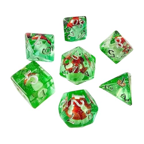 Pilzwürfel – Polyedrisches Würfelset | Kleines Würfelset aus Harz für Rollenspiele und Tabletop-Spiele, Set mit 7 Würfeln für Tabletop-Spiele, Pilz-Partywürfel-Set, Cartoon-Würfel für Tabletop-Spiele von Vibhgtf