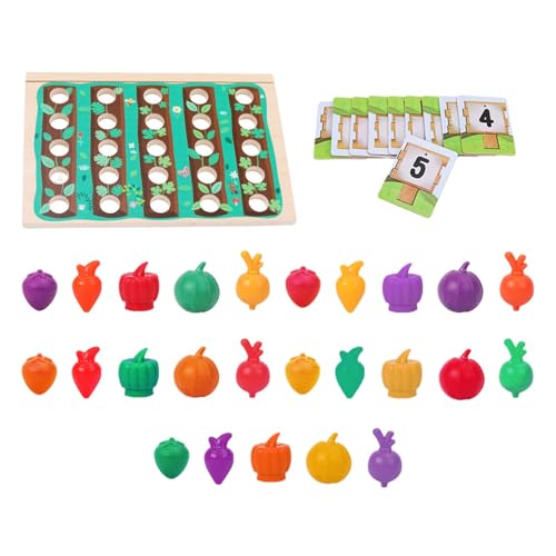 Vibhgtf Farm Harvest Game, Holzspiel-Essenssets für Kinder | Holz-Fake-Gemüse-Form-Matching-Spiel | Spielzeug zum Erlernen der Feinmotorik, Kinderspielzeug für und Mädchen von Vibhgtf