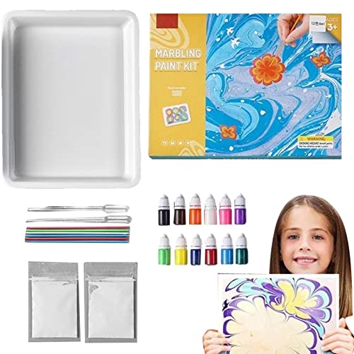 Vibhgtf Marmor Malerei Kunst Kit - Wassermarmorierung Set für Textilpapier, Beste Malgeschenkideen für Aktivitäten im Alter 6 7 8 9 10 Jahre von Vibhgtf