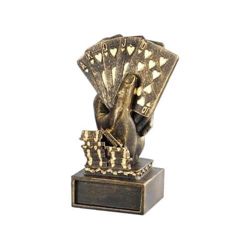 Vibhgtf Pokerkarten-in-Hand-Statue – 11,4 cm große goldene Spielkarten-Trophäen mit personalisiertem Royal Flush, Moderne Heimdekoration mit individueller Gravur von Vibhgtf