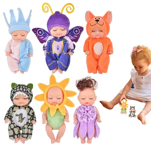 Vibhgtf Reborn-Puppen-Set – Reborn-Puppen für Kinder, 6 Flexible Real-Life-Puppen | Wiedergeborene Kleinkindpuppen, kleine weiche Puppen für und Mädchen ab 3 Jahren von Vibhgtf