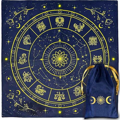 VIBRATIS Wahrsagetuch 60 cm – Samt-Altartuch für Tarot, Pendel & Wahrsagerei – Perfekt für Kartenlegen & spirituelle Rituale – Inkl. Beutel von Vibratis