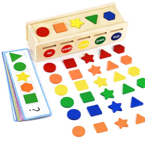 Montessori Farben Sortieren Spielzeug, Hölzernes Sortierspiel ab für Kinder 1/2/3 Jahre, Geometrische Formen Stapeln Passende Lernsortierspielzeug, für 1/2/3 Mädchen, Jungen Lernspielzeug als Geschenk von VicBou