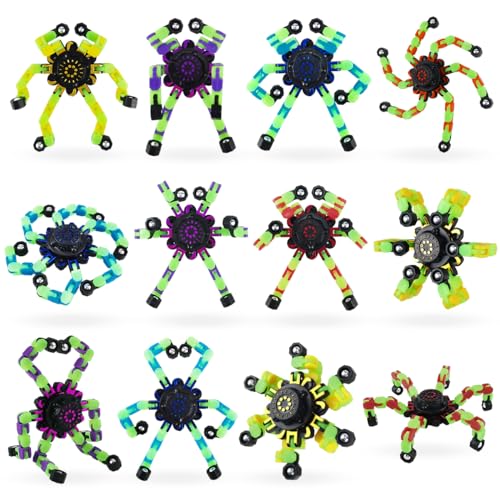 VicBou 12 Stück Roboter Spinner Kinder Erwachsene Set, Leuchtende Spinnen Roboter Fingerspitze Gyro, DIY Verformbare Spinning Schreibtisch Spielzeug, für Party Gunst, Klassenzimmer Geburtstagsfeier von VicBou