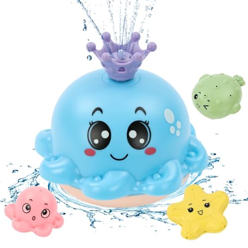 Vicloon Badewannenspielzeug, Baby Badespielzeug, Oktopus Badewanne Spielzeug mit LED Licht, Automatischer Wasserstrahl Pool Spielzeug Kinder, Geschenk für Baby Kinder ab 1 2 3 Jahr - Blau von Vicloon