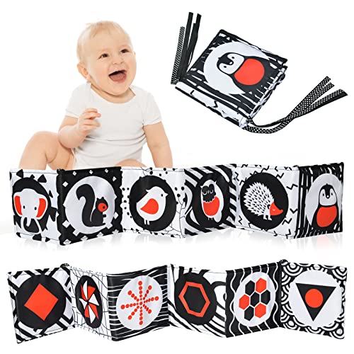 Vicloon Black & White Stoff-Buch,Bilderbuch aus Stoff,Baby Spielzeug 0 6 Monate,Wahrnehmungs-Lernspielzeug,Geschenke für Babys- Musterform Stil… von Vicloon