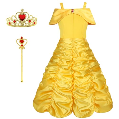 Vicloon ELSA-Prinzessinnenkleid, ELSA kostüm mädchen mit Diademe & Zauberstab, mädchen kostümWeihnachten Halloween Verkleidung Fasching Karneval Cosplay Geburtstag Partykleid von Vicloon