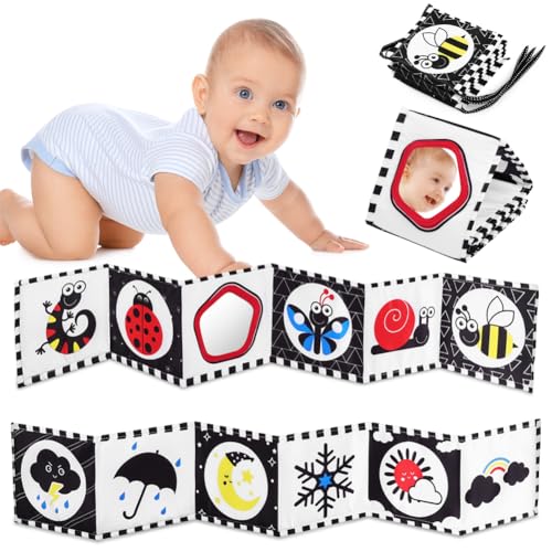 Vicloon Kontrastbuch Baby, Soft Bilderbuch aus Stoff mit Spiegeln, Schwarz Weiß Doppelseitig Baby Stoffbuch, Wahrnehmungs-Lernspielzeug,Neugeborenes Lernspielzeug Spielzeug Geschenk Vicloon Kontrastbuch Baby, Soft Bilderbuch aus Stoff mit Spiegeln, Schwarz Weiß Doppelseitig Baby Stoffbuch, Wahrnehmungs-Lernspielzeug,Neugeborenes Lernspielzeug Spielzeug Geschenk von Vicloon