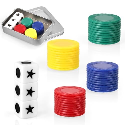 Vicloon LCR Würfelspiel Set, Links Mitte Rechts Würfelspiele Set inklusive 3 Würfeln & 40 Bunten Chips, Familienwürfelspiele, Würfel Set für Tischspiele, Party, Freunde Versammlungen, Camping Picknick von Vicloon