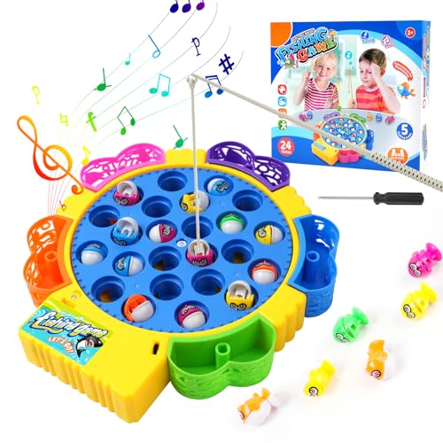 Vicloon Magnetisches Angelspiel, 29 Stück Motorikspielzeug Montessori Spielzeug ab 3+ Jahre Angeln Spiel Spielzeug mit 24 Fische und 5 Angelruten Lernspielzeug Geschenk für Kinder ab 3+ Jahre von Vicloon