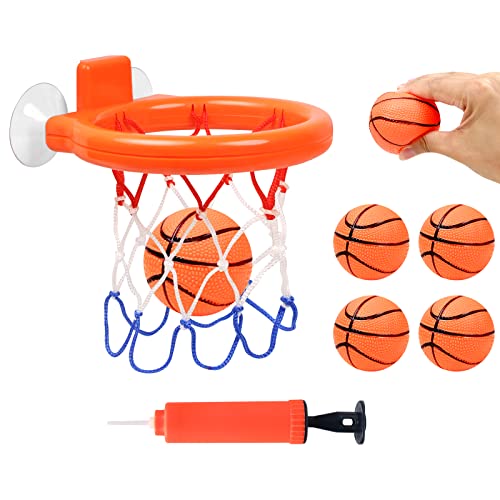 Vicloon Mini Basketballkorb mit 2 Saugnapf,5 Hüpfbälle und Luftpumpe, Badezimmer Basketballkorb,Wasserspielzeug Kinder Spielzeug,Mini Basketballkorb Set für Wohnzimmer/Bad/Schlafzimmer… von Vicloon