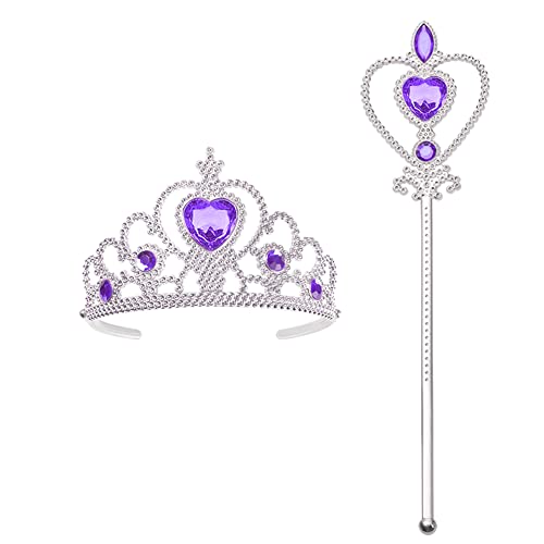 Vicloon Prinzessin ELSA die Schneekönigin Dress Up Accessoires - 2 Stück Geschenk-Set mit Strass Crown Zauberstab-Violett von Vicloon